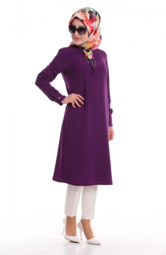 Uzun Krep Tunik 2033-05 Mürdüm