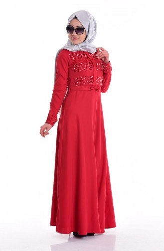 Red Hijab Dress 6516-05