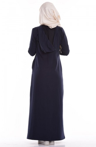 Navy Blue Hijab Dress 1058-03
