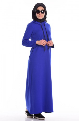 Saks-Blau Hijab Kleider 1058-04