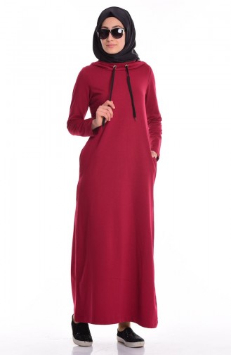 Claret Red Hijab Dress 1058-05