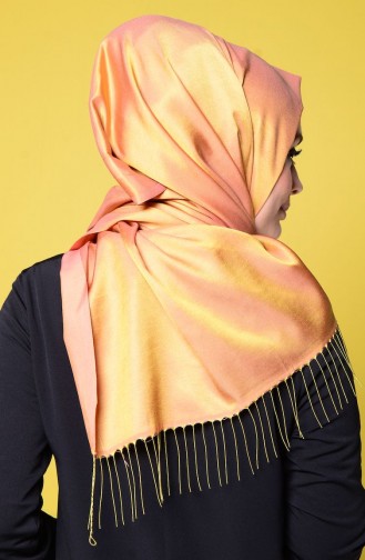 Saffron Colored Snap Button Shawl 1-16