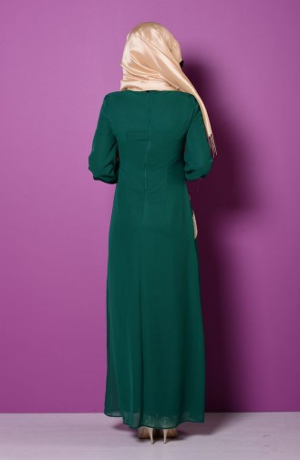 Green Hijab Evening Dress 2481-02