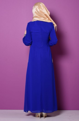 Saxe Hijab Evening Dress 2481-03