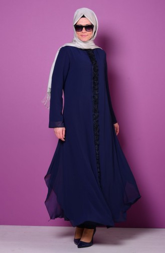 Abaya Mousseline 35616-01 Bleu Marine 35616-01