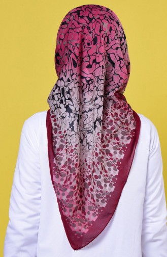 Desenli Tülbent Eşarp 7022-11 Bordo Haki Yeşil
