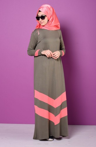 Khaki Hijab Kleider 4487-01