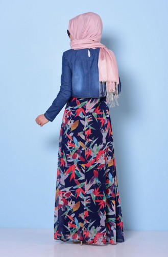 Navy Blue Hijab Dress 55864-02