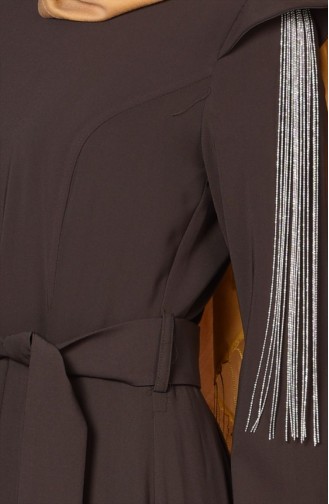 Kol Detaylı Krep Elbise 4179-08 Haki Yeşil