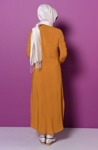 Uzun Yırtmaçlı Tunik 6133-11 Hardal Rengi