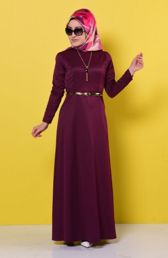 Robe a Ceinture et Collier 2201-01 Plum 2201-01