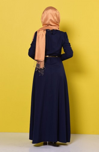 Navy Blue Hijab Dress 2201-04