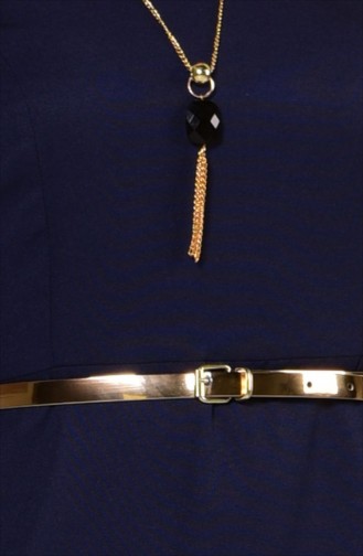 Robe a Ceinture et Collier 2201-04 Bleu Marine 2201-04