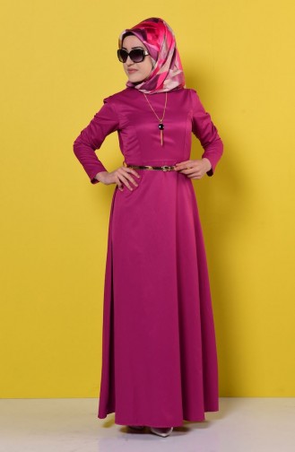 فستان بقلادة لون وردي 2201-05