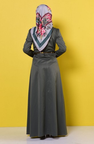 Kleid mit Halskette 2201-07 Yeşil 2201-07