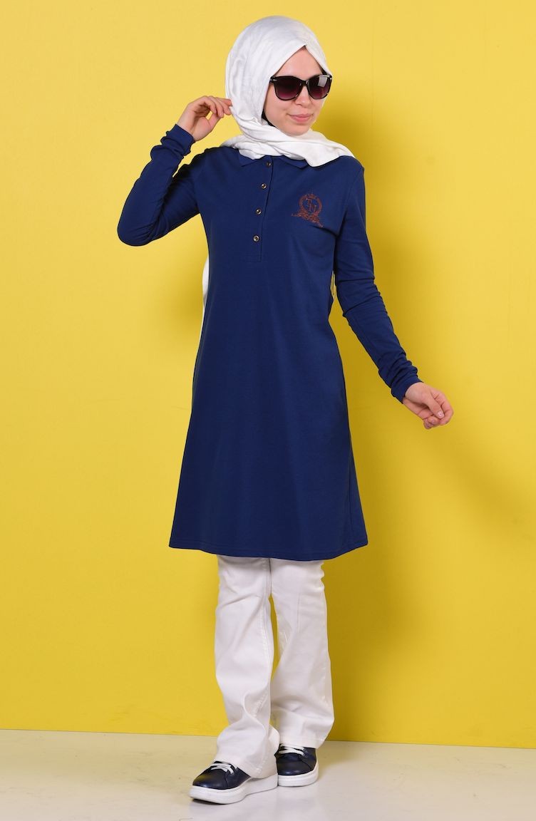 Polo Yaka Tunik 2447-01 Lacivert