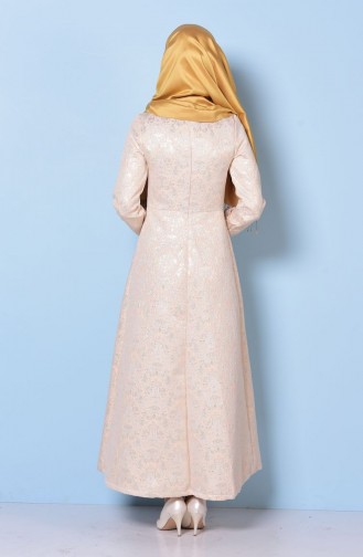 Powder Hijab Evening Dress 3306-02