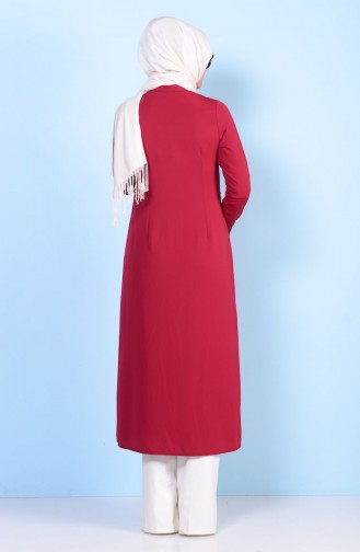 Uzun Krep Tunik 0250-02 Bordo