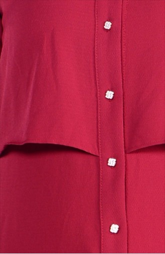 Uzun Krep Tunik 0250-02 Bordo