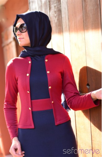 Hijab Dress WB 5232-01 Claret Red Navy Blue 5232-01
