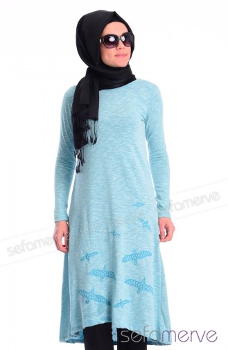 Uzun Penye Tunik 1490-01 Mint Yeşil