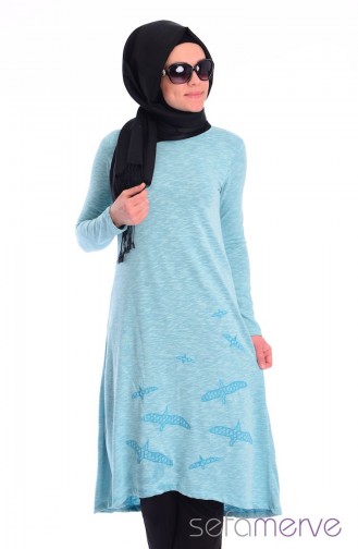 Uzun Penye Tunik 1490-01 Mint Yeşil