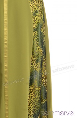 Tesettür Elbise FY 52159-02 Fıstık Yeşili