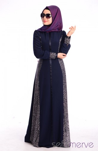 Dunkelblau Hijab Kleider 52159-01