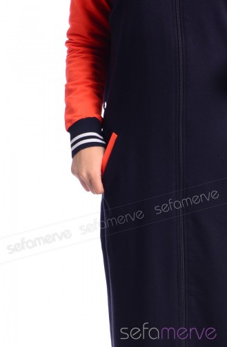 Tesettür Eşofman Elbise CRN 3000-02 Lacivert Turuncu