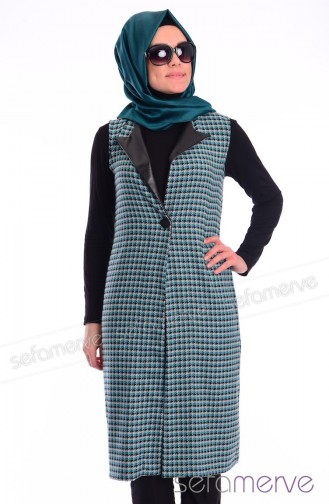 Melek Aydın Özel Tasarım Yelek 6677-01 Yeşil