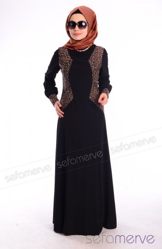 Tesettür Elbise FY 52160-03 Siyah