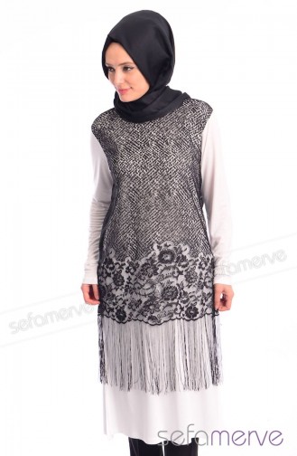 Tesettür Tunik 1421-01 Beyaz