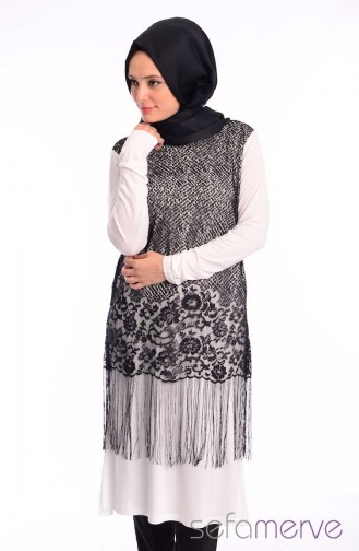 Tesettür Tunik 1421-01 Beyaz