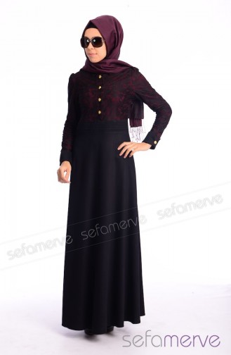 Zaira Tesettür Elbise 5897-04 Mürdüm