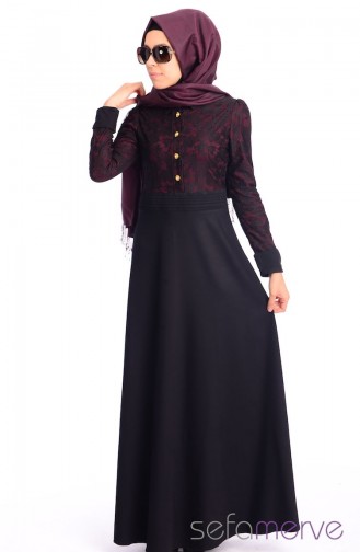 Zaira Tesettür Elbise 5897-04 Mürdüm