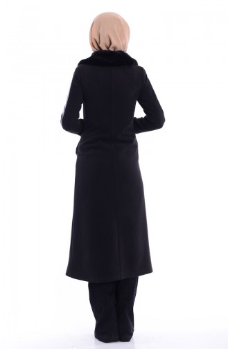Tesettür Kaşe Kaban 7274-01 Siyah