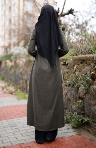 Tesettür Uzun Kaban 1764-05 Haki Yeşil