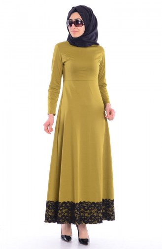 Oil Green Hijab Dress 0044-01