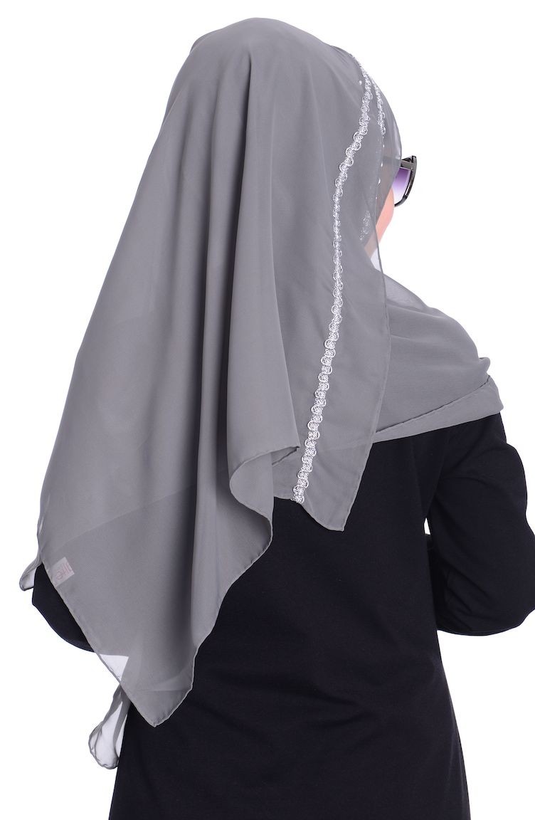 شال شيفون لون رمادي 04
