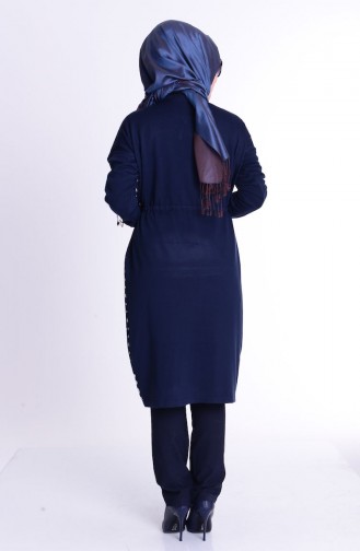 Tesettür Triko Tunik 0369-07 Lacivert