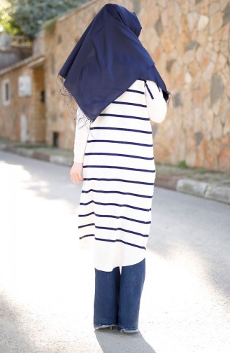 Tesettür Triko Tunik 7443-01 Krem