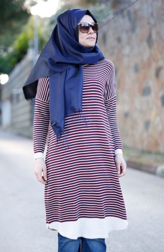 Tesettür Triko Tunik 7448-01 Bordo