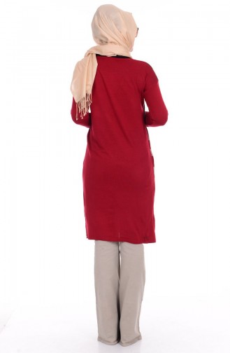 Tesettür Triko Tunik 0361-06 Bordo Haki Yeşil
