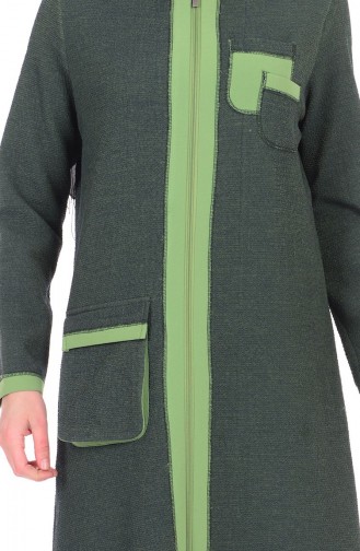 شوكران معطف بتصميم موصول بقبعة 35656-04 لون أخضر 35656-04
