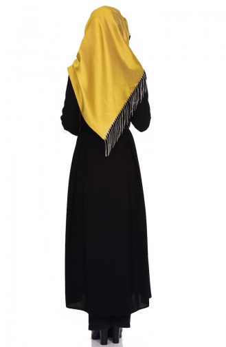 Abaya a Ceinture 0448-01 Noir 0448-01