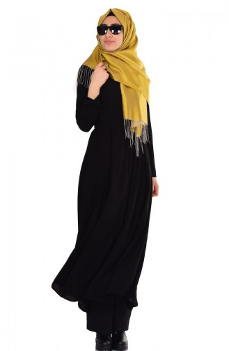 Abaya mit Gürtel 0448-01 Schwarz 0448-01