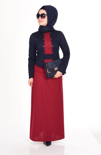 Navy Blue Hijab Dress 5476-07