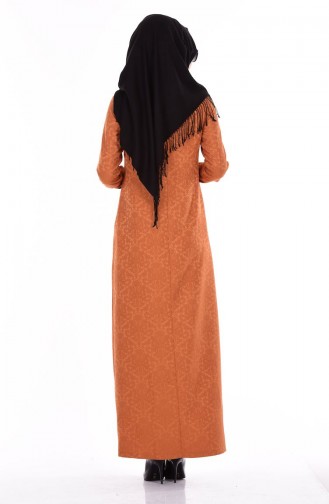Dark Mustard Hijab Dress 7256-09