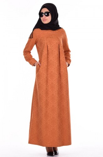 Robe Islamique 7256-09 Moutarde Foncé 7256-09