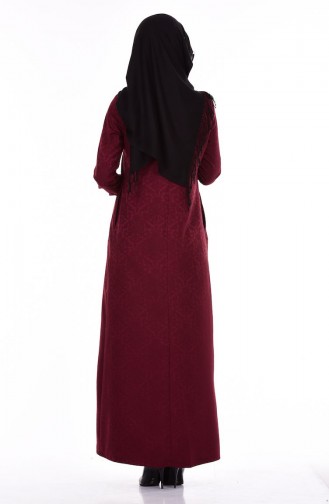 Claret Red Hijab Dress 7256-10